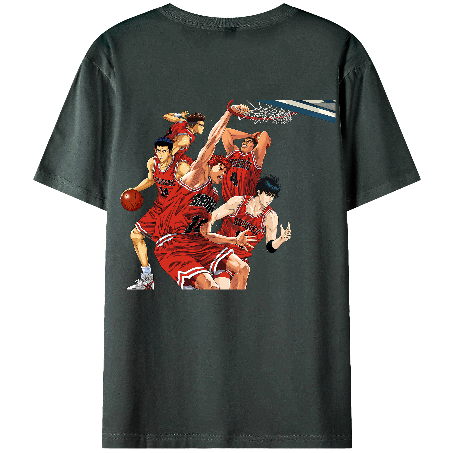 （画像用） SLAM DUNK／スラムダンク 綿100％ メンズ半袖Tシャツ（バックプリント） 通気性